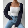 Womens Winter Sweater Shrugs Thick Sweater Knit Bolero Long Sleeve Open Front Cropped Sweater Knit Jackets,Dark Blue - M - 4 of 4