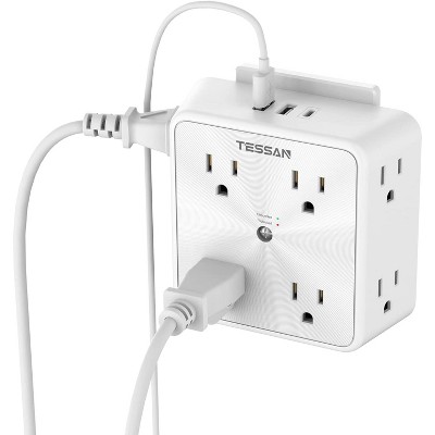 Surge Protector 8 Outlet Extender, Multi Outlet Splitter with 3 USB Wall Charger (1 USB C Port), 3-Sided Multiple Plug Power Strip, Charging Station
