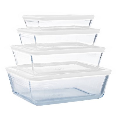 O'Cuisine Set of 4 Rectangular Glass Baking Dishes with Lids
