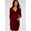 Pinkblush Burgundy Brushed Knit Wrap Fitted Maternity/Nursing Dress - 2 of 4