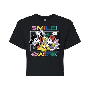 Women's - Disney - Mickey, Pluto, Minnie, Donald Duck, Goofy & Daisy Cropped Graphic T-Shirt - 1 of 4
