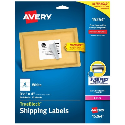 Avery 3 1/3" x 4" 60ct TrueBlock Shipping Labels White