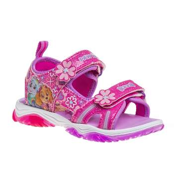 Paw Patrol Everest Skye Light up Summer Sandals - Hook&Loop Adjustable Strap Open Toe Sandal Water Shoe - Pink (sizes 6-12 Toddler / Little Kid)