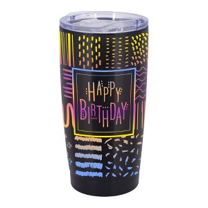 Elanze Designs Happy Birthday Polka Dots Swiggle Pattern Wrap-Around Design 20 Ounce Stainless Steel On-The-Go Coffee Mug, Thermal Travel Tumbler with - 1 of 4