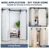 Folding Sliding Barn Door Hardware Kit for 2/4 Doors, Heavy Duty Bi Fold Barn Door Hardware Track Kit Fit Double 12" Bifold Doors, No Doors - 3 of 4