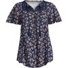 Lands' End Women's Slub Flutter Sleeve Lace Trim Notch Neck Tunic Top - 3 of 4