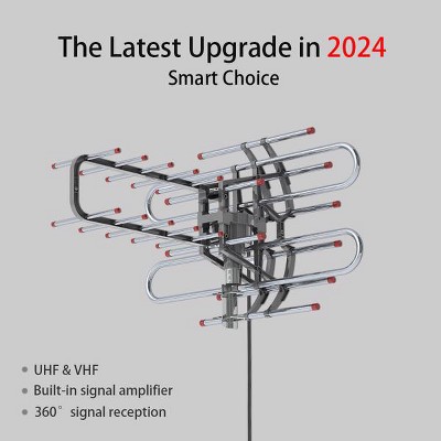 BestParts Outdoor Antenna TA-851B UV Dual Frequency 45–860MHz 22–28dB 350° Rotation Silver Gray