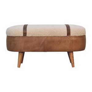 TiramisuBest Contemporary Bench in Silver Metal and Camel Faux Leather, 18.0"L Entryway Bench - 1 of 4
