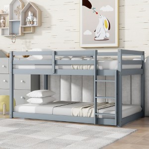 NicBex Twin/Twin Rubber Wood Bunk Bed with Safety Guardrails&Ladder,Grounded-Level Bunk Bed for Kids,Upper&Bottom Bed Platforms,400lbs Max - 1 of 4