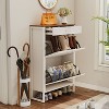 KTMBDW Rustic Shoe Cabinet with Flip Drawers, Narrow Shoe Cabinet with Metal Legs & Handles for Entryway, Hallway, Organizer - 4 of 4