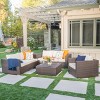 GDFStudio Avianna Outdoor Wicker 4 Seater Sectional Sofa and Club Chair Chat Set with Storage Ottoman, Multibrown/Beige - 2 of 4