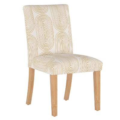 Skyline Furniture Hendrix Dining Chair in Block Print Oblong Mustard: Cotton Upholstery, Rubberwood Frame