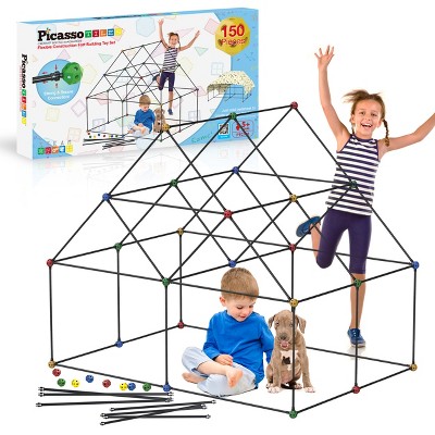Picasso-TILES 150 PC Fort Building Kit, STEM Toys for Kids 3+