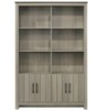 ORRD 47" Gray Oak Bookcase with 4 Cabinet Doors & 6 Open Shelves, Storage Cabinet with Contrast Top & Tip-Over Restraint - 3 of 4