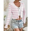 Coolmee Women's Tie Front Cardigan Long Sleeve Rib Knit Shrug Sweaters Crop Tops - 3 of 4