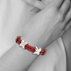 Black Bow Jewelry Stainless Steel, Red Leather & Rubber X Bead Strand Bracelet, 8 Inch - 3 of 4
