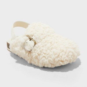 Toddler Girls' Mila Faux-Shearling Clog Loafer Slippers - Cat & Jack™ Ivory - 1 of 4