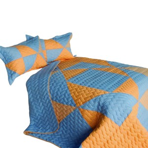 Slickblue 3 PC Full/Queen Quilt Set, Handmade Vermicelli Quilted, Soft TC Fabric, 6 Unique Designs, Bedding - 1 of 4