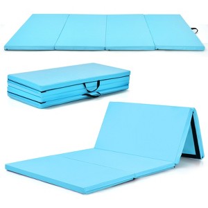 Gymax Folding Gymnastics Mat 8' x 4' x 2" Thickened Exercise Mat w/ Carry Handles & Waterproof Detachable PU Leather Cover Lightweight Tumbling Mat - 1 of 4
