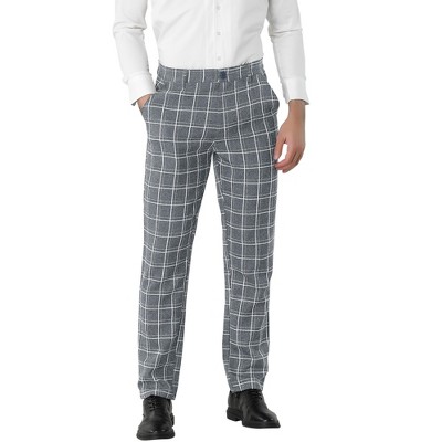 Lars Amadeus Men's Dress Plaid Pants Slim Fit Flat Front Check Chino Pants  Trousers 32 Gray : Target