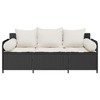 vidaXL 3-Seater Black Rattan Patio Sofa w/Cushions - Outdoor/Garden Furniture - 4 of 4