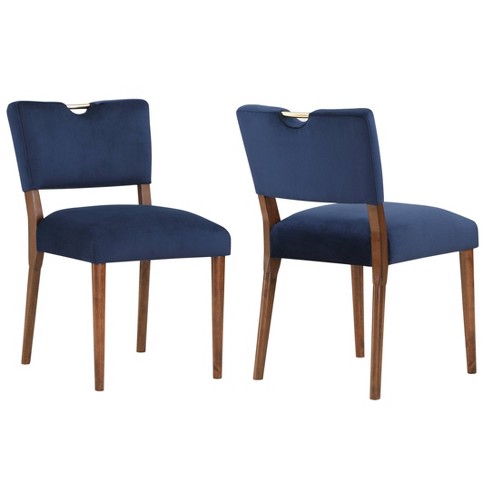 Comfort Pointe Bonito Dining Chair Navy Blue Velvet Upholstery Gold Handle Wood Legs Set Of 2 Target