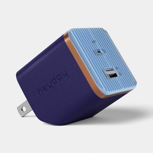 Wall Charger 2 Port USB-A + USB-C 25W - heyday™ Fluted Future Dusk Blue - 1 of 3