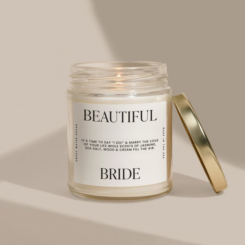 Sweet Water Decor Beautiful Bride Large Quote Text 9oz Clear Jar Candle, 2 of 4