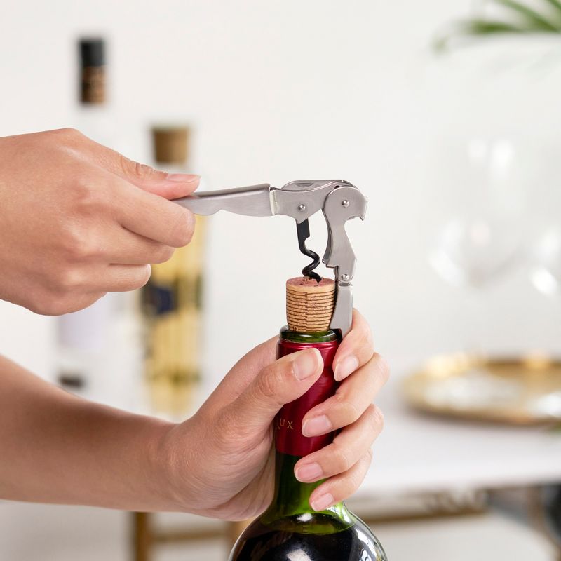 True TrueTap Double Hinged Waiter’s Corkscrew, Stainless Steel Wine Key Bottle Opener with Foil Cutter, 2 of 6