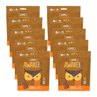 Awake Caffeinated Caramel Chocolate Pieces Individually Wrapped - Case of 10/2.9 oz
