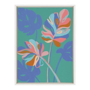 18" x 24" Sylvie Monstera Green Framed Canvas By Kasey Free White - DesignOvation - 1 of 4