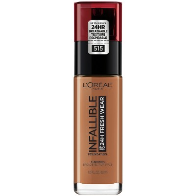 L'Oreal Paris Infallible 32HR Fresh Wear Foundation with SPF 25 - 515 Copper - 1 fl oz