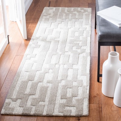 Gray and Beige Hand-Tufted Wool Runner Rug