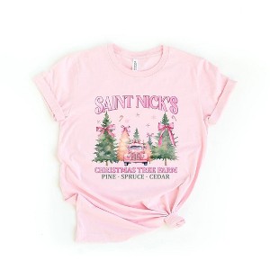 Simply Sage Market Women's Coquette St. Nick's Tree Farm Short Sleeve Graphic Tee - 1 of 4