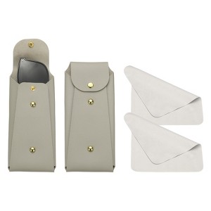 Unique Bargains PU Leather Portable Nail Buckle Soft Eyeglass Cases 2 Pcs - 1 of 4