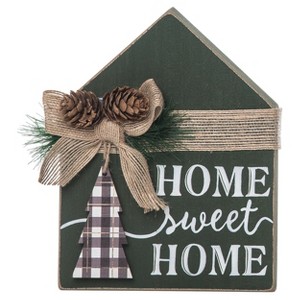 Transpac Wood 7.01 in. Multicolored Christmas Holiday Home Shaped Decor - 1 of 2