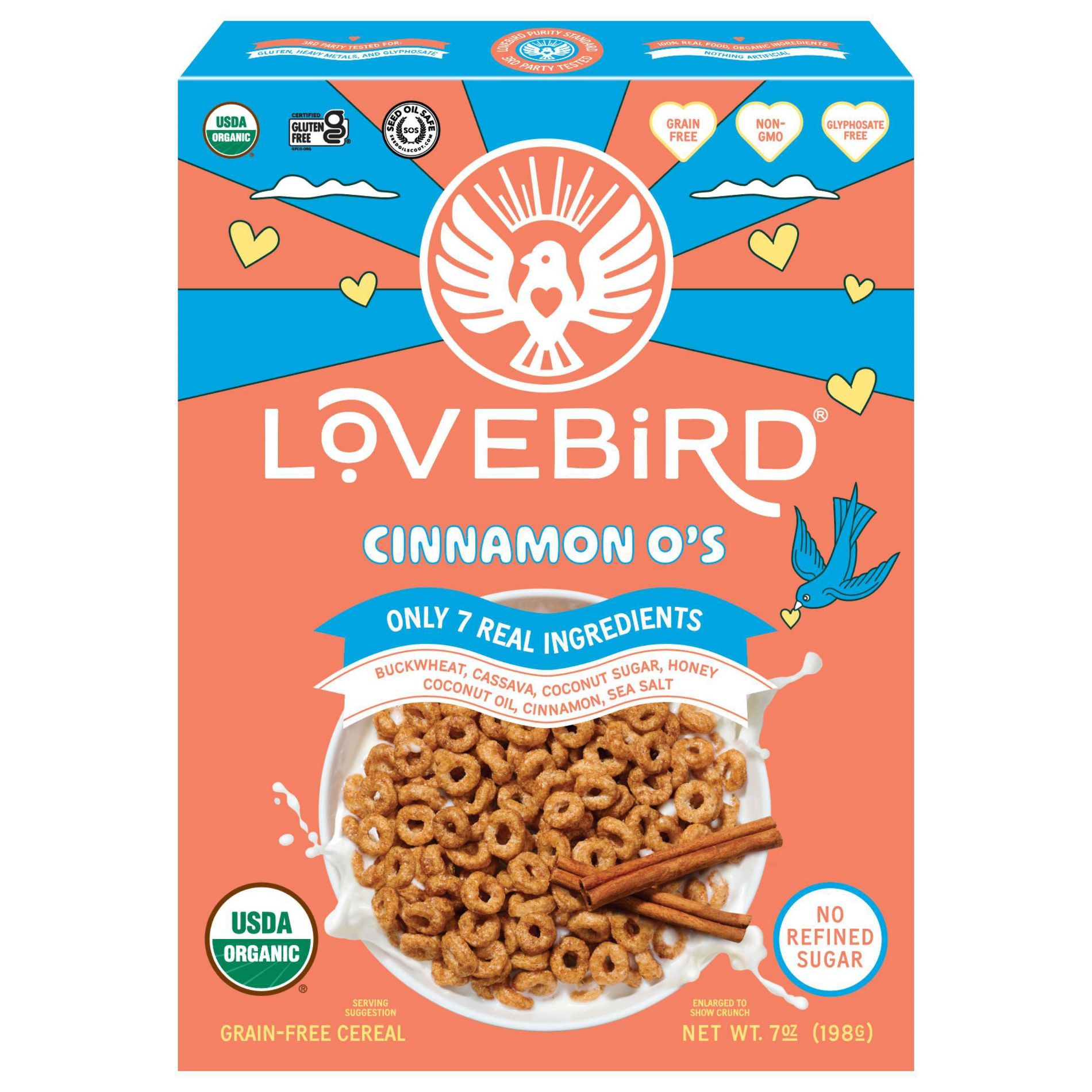Lovebird Grain Free Cinnamon Breakfast Cereal - 7oz