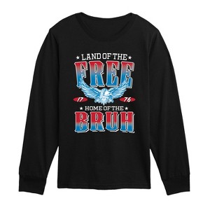 Boys' - Instant Message - Land of the Free Home of the Bruh Long Sleeve Graphic T-Shirt - 1 of 4