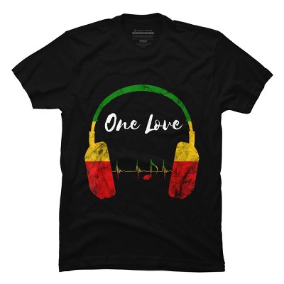 Adult Design By Humans Headphones Jamaican Pride One Love By T-Shirt