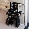 FONTOI 29.2"W/37"W/41"W Makeup Vanity Table with Left Drawer Stool Large Sliding Mirror Capacity Storage for Bedroom Dressing Room, White/Black - 4 of 4