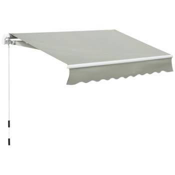 Outsunny Manual Retractable Awning Sun Shade Shelter for Patio Deck Yard with UV Protection and Easy Crank Opening