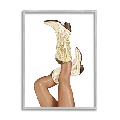 Stupell Industries Country Cowgirl Boots Fashion Framed Giclee Art