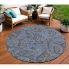 Charcoal Gray And Blue Paisley Washable Indoor Outdoor Area Rug - 2 of 4