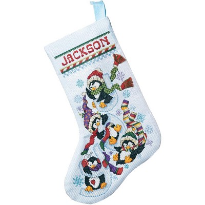 Janlynn Counted Cross Stitch Stocking Kit 18" Long-Penguin Joy (14 Count)