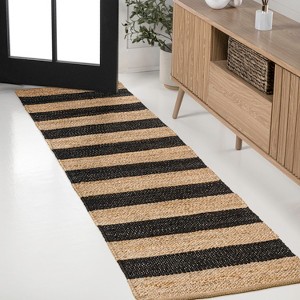 JONATHAN Y Jayden Rustic Farmhouse Woven Jute Stripe Indoor Area Rug - 1 of 4
