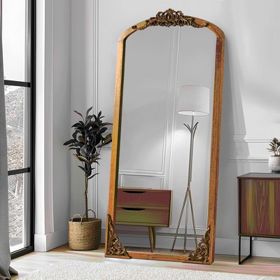 Lirago Arch Solid Wood Ornate Wall Mirror Gold 69x30