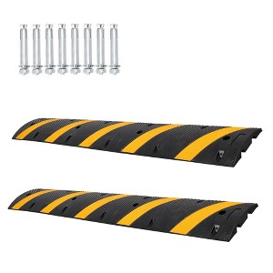 Rubber Speed Bump, 2-Channel Modular Traffic Driveway Speed Bump, Heavy Duty Cable Protector Ramp with Bolts for Concrete, Garage, Gravel Roads - 1 of 4