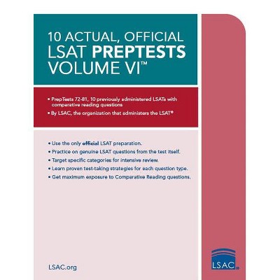 10 Actual, Official LSAT Preptests Volume VI - by  Law School Council (Paperback)