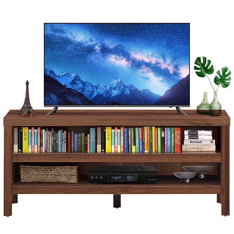 Tangkula TV Stand Fit 45” TV Media Center Open Console Cabinet with 2-Shelf Storage OakWalnut, 5 of 6