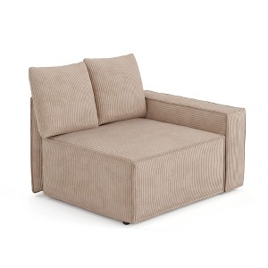 XIZZI Modular Corduroy Sectional Sofa: 5 Sold-Separately Units (Corner, Arms, Ottoman) | Black/Camel | Standard/Large Cushion Options | DIY Friendly - 1 of 4